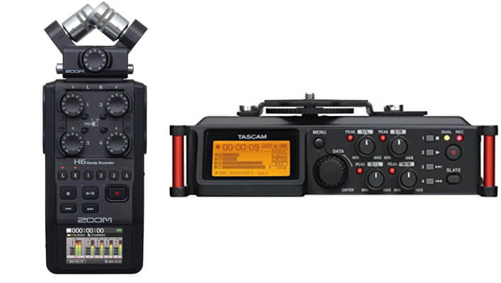 tascam-dr70d-and-zoom-h6-recorder